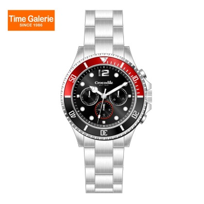 Crocodile CRDW7282.188M & Free Gift Watch CRDW7255.128 Silver Stainless Steel Strap Red & Black Dial Men Watch Crocodile CRDW7282.188M & Free Gift Watch CRDW7255.128 Silver Stainless Steel Strap Red & Black Dial Men Watch